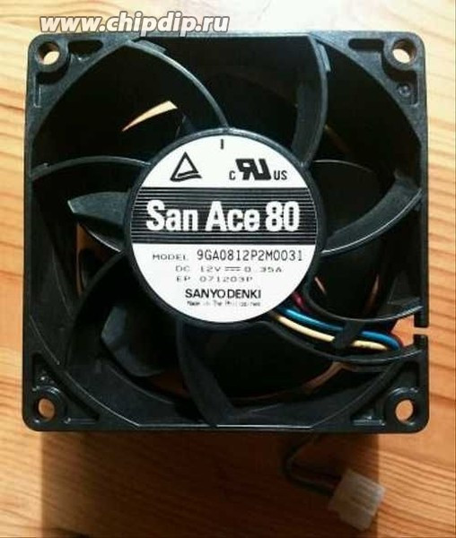 Вентилятор Sanyo Denki 9GA0812P2M0031 без оснастки FAN0125L4 80x32мм 12V 0.35A