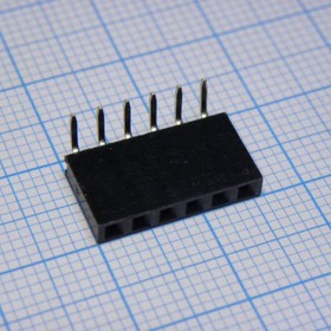 KLS1-208-1-06-R, (PBS-06R), гнездо на плату угловое (шаг 2.54 мм) 6 контактов