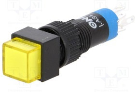 V8F-11-24Y, Переключатель кнопочный 1 SPDT DC желтый