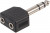 PSG08627, Переходник разъема, Стерео - 3.5мм, 2 вывод(-ов), Гнездо, Стерео - 6.35мм, 1 вывод(-ов), Штекер
