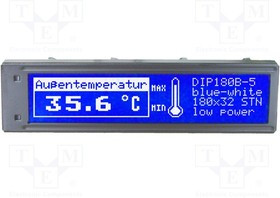 EA DIP180B-5NLW, LCD Graphic Display Modules &amp; Accessories Black/White Contrast White LED Backlight