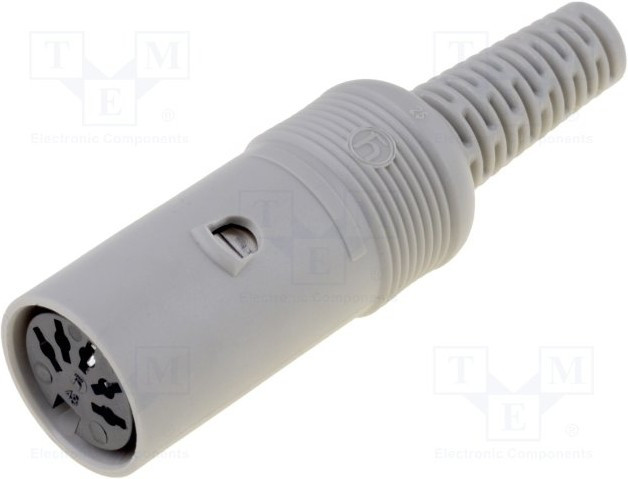 MAK 50 S, Вилка, DIN, "мама", PIN 5, конфигурация выводов 180°, прямой, на провод