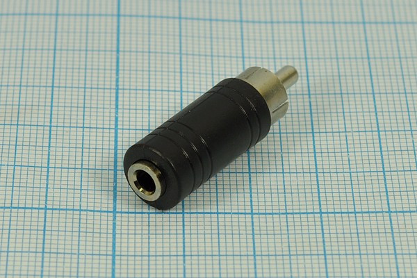 Переходник штекер RCA на гнездо 3.5моно, в пластмассе; №365 штек RCA-гн 3,5моно\переходник\ \\пл\Ni\CK2049A\