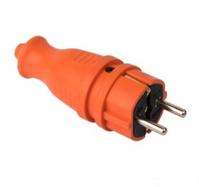 Прямая каучуковая вилка EKF, оранжевая 230В 2P+PE 16A IP44 PRO RPS-011-16-230-44-ro