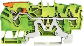 2102-1307, Ground Terminal, Cage Clamp, 3 Poles, 800V, 0.25 ... 4mm², Green / Yellow