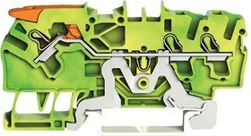 2102-1307, Ground Terminal, Cage Clamp, 3 Poles, 800V, 0.25 ... 4mm², Green / Yellow