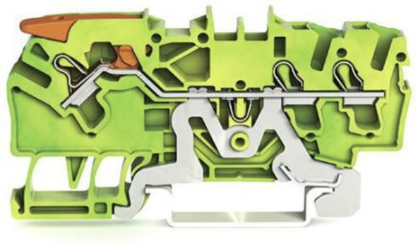 2102-1307, Ground Terminal, Cage Clamp, 3 Poles, 800V, 0.25 ... 4mm², Green / Yellow