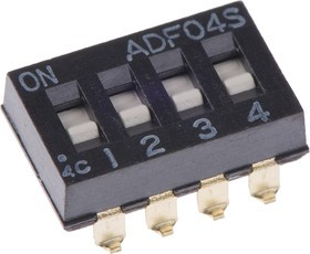 ADF04S04, DIP Switches / SIP Switches SPST 4P FLUSH SLIDE SMT DIP SWITCH