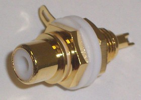 PS000114, Аудио / видео разъем RCA, 1 контакт(-ов), Гнездо, Корпус из Латуни, Белый, 8.3 мм