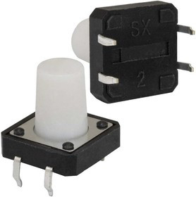 KAN1211-1203C 12x12x12C mm, Тактовая кнопка KAN1211-1203C, 12x12x12 мм, OFF-(ON), 50 мА, 12 В, 100 мОм, толкатель серый