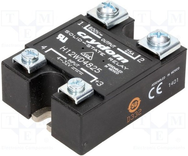 H12WD4825, Solid State Relays - Industrial Mount PM IP00 SSR, 660VAC 25A, DC In, ZC