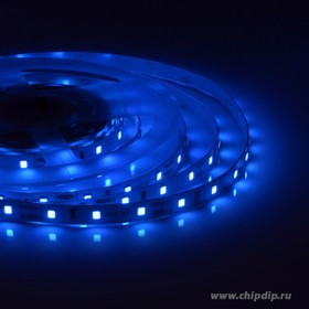 00-01 Светодиодная лента 12В, 4,8Вт/м, smd3528, 60д/м, IP20, подложка 8мм, 5м, синий.