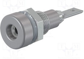 LB-I2R-28, Гнездо, "банан" 2мм, 10А, 23мм, серый, Монтаж: под пайку, на панель