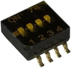 218-4LPSTR, SPST Black Slide (Standard), Notch 1.27mm 4 SMD-8P,5.8x6.3mm DIP Switches ROHS