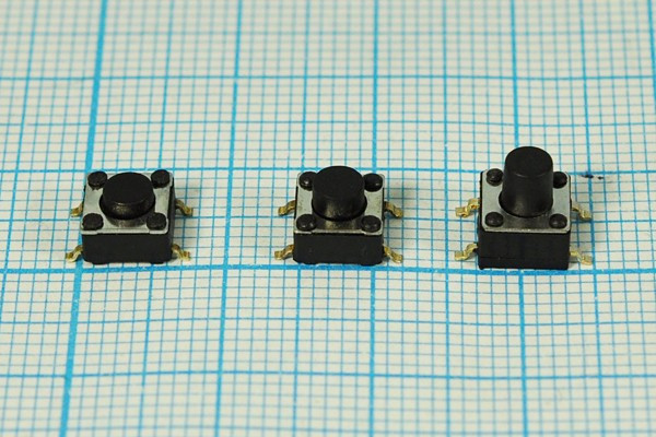 Переключатель тактовый, поверхностный монтаж, 6.0x6.0x5.0мм, высота над корпусом 1.5; №2502 D ПКнТакт 6,0x 6,0x 5,0\h 1,5\\NO\\SMD\TD-06XG\