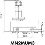 MN2MUM3, Микропереключатель 10А 250VAC с плунжером