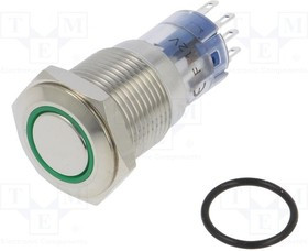 MP0045/1D2GN012S, Pushbutton Switches Vandal GR LED 12VDC Monent Act Flat prof