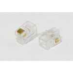 Разъем телефонный 4P4C вилка, контакты 4C, на кабель, обжимной, TP4P4C