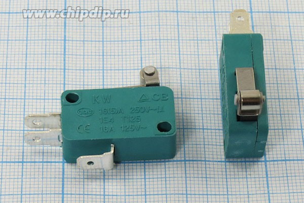 Микропереключатель, размер 29x10 x16, 3А, переключение ON-(ON), размер концевика L13, SF-6011,
