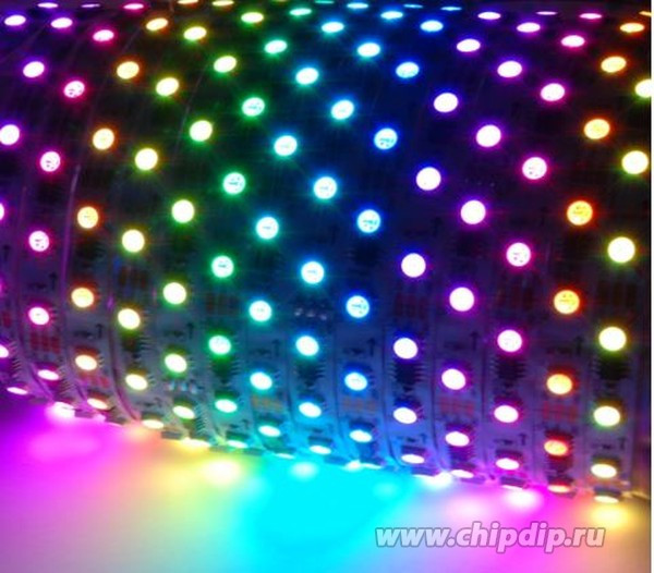 84ЦЛ, Комплект цифровой светодиодной ленты 12В, 2м, 14,4Вт/м, smd5050, 60д/м, IP65, подложка 10мм белая