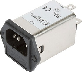 FDMM06SFR, 6A, 264 V ac Male Screw IEC Inlet Filter FDMM06SFR, Faston 1 Fuse