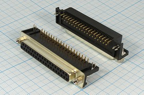 Разъем D-SUB розетка, контакты 37HP, на плату, 9.4мм , угловой, DRB-37FB