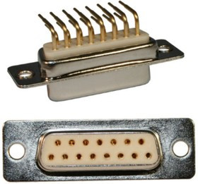 173-E15-213R001, 173 15 Way Right Angle Panel Mount D-sub Connector Socket, 2.75mm Pitch, with 4-40 Screw Locks