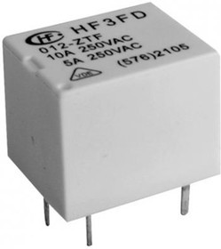 HF3FD/012-HTF, Реле электромагнитное, субминиатюрное, SPST-NO, Uобмотки 12ВDC, 10A/250ВAC, 15А