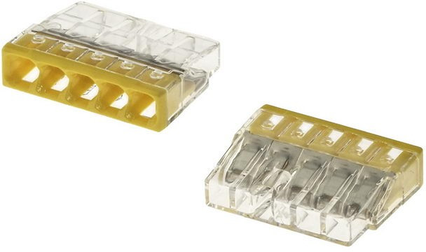 Wago 2273-205 Клемма 5-проводная (0,5-2,5 кв.мм) желтая (1 шт) Wago 2273-205 Клемма 5-проводная (0,5-2,5 кв.мм) желтая (1 шт)