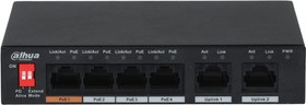 Коммутатор DAHUA DH-PFS3006-4ET-60, 6-Port 10/100Mbps Unmanaged Desktop Switch with 4 PoE Ports