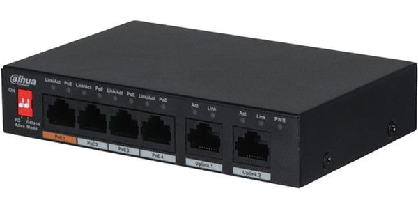 Коммутатор DAHUA DH-PFS3006-4ET-60, 6-Port 10/100Mbps Unmanaged Desktop Switch with 4 PoE Ports