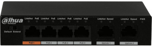 Коммутатор DAHUA DH-PFS3006-4ET-60, 6-Port 10/100Mbps Unmanaged Desktop Switch with 4 PoE Ports