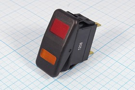 Клавишный переключатель с двойной индикацией:жёлтой и красной, 12В/21А; №10222 Пкл\12\20\ON-ON\\чер\ ILжел&кр\IP55\ 5T\R13-232C6B Клавишный переключатель с двойной индикацией:жёлтой и красной, 12В/21А; №10222 Пкл\12\20\ON-ON\\чер\ ILжел&кр\IP55\ 5T\R13-232C6B