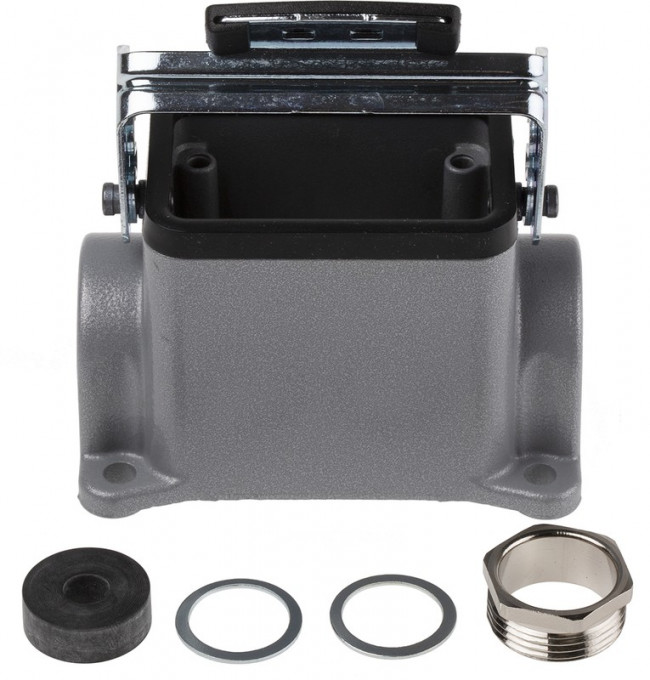 10005000+12954400, H-BE Heavy Duty Power Connector Hood, 24 (H-DD), 6 (H-BE) Contacts, PG16 Thread 10005000+12954400, H-BE Heavy Duty Power Connector Hood, 24 (H-DD), 6 (H-BE) Contacts, PG16 Thread