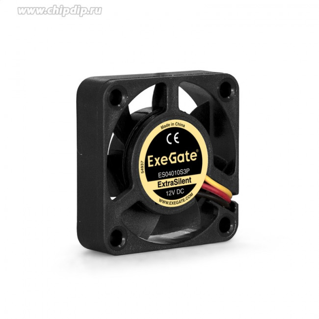 ES04010S3P, Вентилятор ExeGate ExtraSilent 40x40x10 мм, подшипник скольжения, 3pin, 5000RPM, 24dBA ES04010S3P, Вентилятор ExeGate ExtraSilent 40x40x10 мм, подшипник скольжения, 3pin, 5000RPM, 24dBA