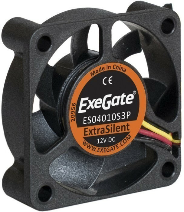 ES04010S3P, Вентилятор ExeGate ExtraSilent 40x40x10 мм, подшипник скольжения, 3pin, 5000RPM, 24dBA ES04010S3P, Вентилятор ExeGate ExtraSilent 40x40x10 мм, подшипник скольжения, 3pin, 5000RPM, 24dBA