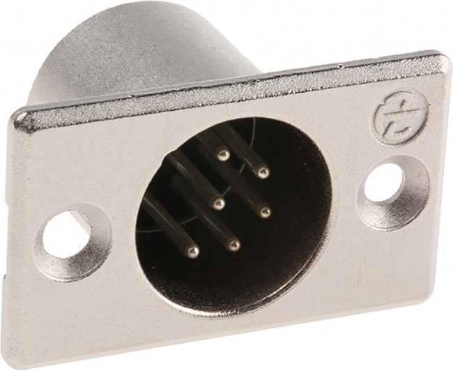 NC6MP, XLR Panel-mount Male Receptacle, Plug, Straight, Panel Mount, 6 Poles