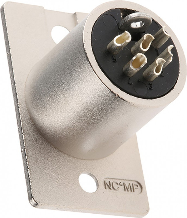 NC6MP, XLR Panel-mount Male Receptacle, Plug, Straight, Panel Mount, 6 Poles