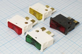 Клавишный выключатель 2-х полюсный с жёлтой подсветкой, белый корпус, 220В/6А,c фиксацией; №998 YW Пкл\\ 6\2xON-OFF\\бел\ ILжел\\4T\ВК42\