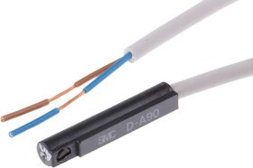 D-A90L, D-A9 Series Reed Switch, 3m Fly Lead, Groove Mounted