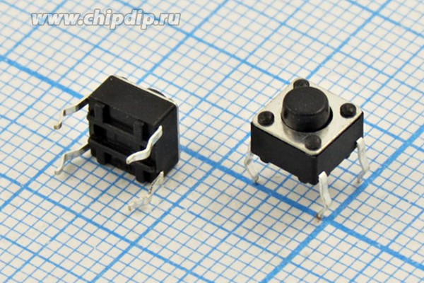 Тактовая кнопка, 6.0x 6.0x 5.0, алгоритм работы NO, контакты 4PF, TS-06V-B