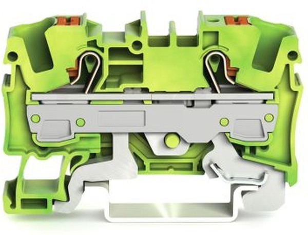 2206-1207, Клеммная колодка на DIN рейку, Ground, 2 вывод(-ов), 20 AWG, 8 AWG, 6 мм², Зажим, 41 А
