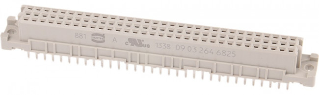 09032646825, Вилка, DIN 41612, тип С, "мама", PIN: 64, a+c, THT, прямой, позолота