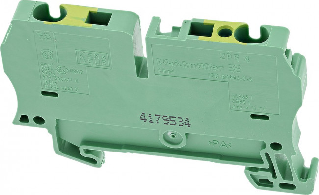 1632080000, 2-Way ZPE4 DIN Rail Earth Terminal Block, 26 10 AWG Wire, Clamp, Wemid Housing 1632080000, 2-Way ZPE4 DIN Rail Earth Terminal Block, 26 10 AWG Wire, Clamp, Wemid Housing