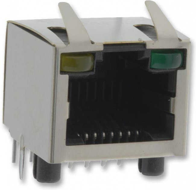 RJHSE5381, Гнездо, RJ45, Кат: 5, экранированный, с LED, Конф: 8p8c, THT
