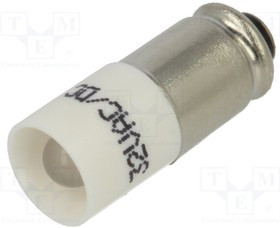 15121D5W3D, Индикат.лампа: LED; S5,7s,T1-3/4; белый; пластик; 32ВAC; 32ВDC