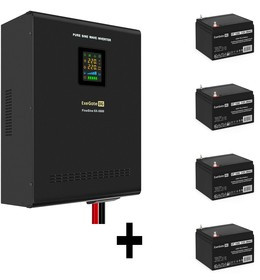 EX296654RUS, Комплект ИБП EX296004RUS + батарея 26Aч EX282970RUS 4шт (инвертор, синус, для котла, настенный) ExeGate FineSine SX-5000.LCD.AV