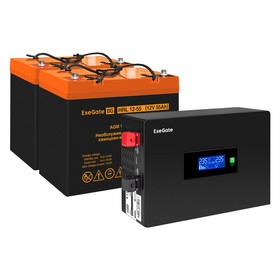 EX297433RUS, Комплект ИБП EX295994RUS + батарея 55Aч EX285652RUS 2шт (инвертор, синус, для котла, PF=1, настенный) ExeGate IdealSine SR-1500