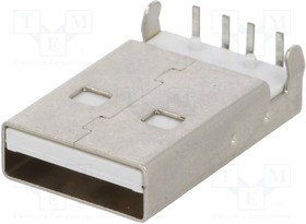 KEYS932, Вилка, USB A, на PCB, THT, PIN: 4, угловой 90°, USB 2.0, позолота, 1А