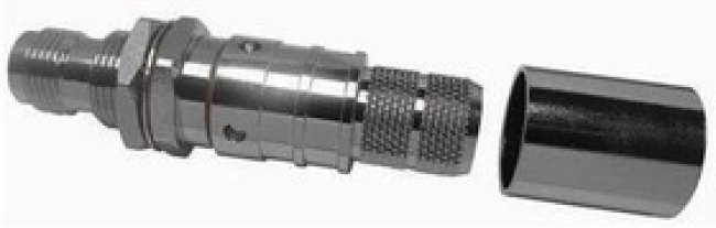 EZ-500-TF-BH-X, RF Connectors / Coaxial Connectors TNC-female (jack) bulkhead, crimp connector, non-solder pin, no braid trim
